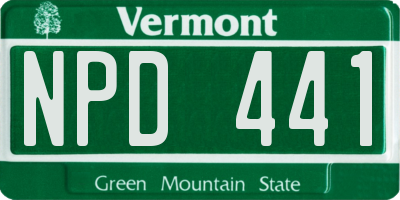 VT license plate NPD441