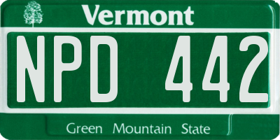 VT license plate NPD442