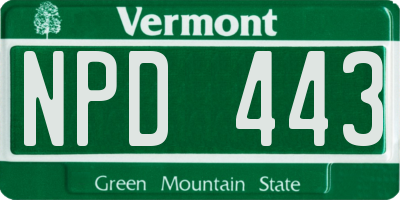 VT license plate NPD443