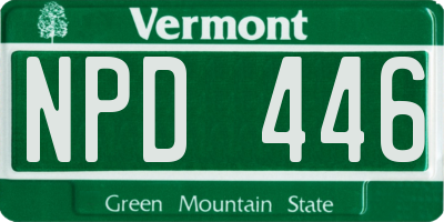 VT license plate NPD446