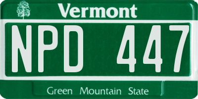 VT license plate NPD447