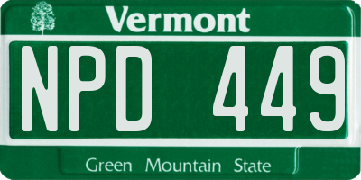 VT license plate NPD449