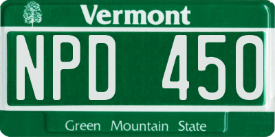 VT license plate NPD450
