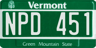 VT license plate NPD451