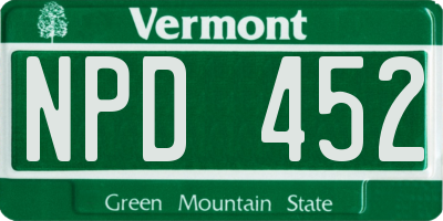 VT license plate NPD452