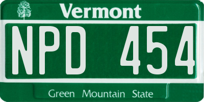 VT license plate NPD454