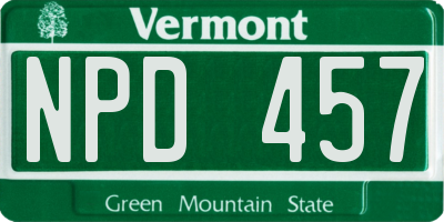VT license plate NPD457