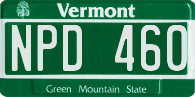 VT license plate NPD460
