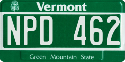 VT license plate NPD462