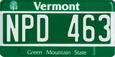 VT license plate NPD463