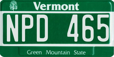 VT license plate NPD465