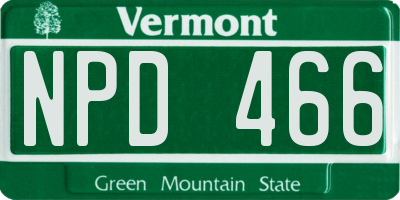 VT license plate NPD466