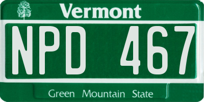 VT license plate NPD467