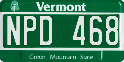 VT license plate NPD468