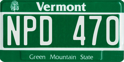 VT license plate NPD470