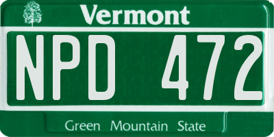 VT license plate NPD472