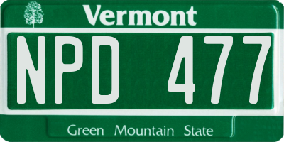 VT license plate NPD477