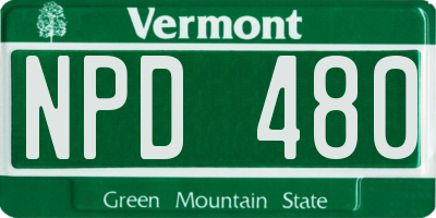 VT license plate NPD480