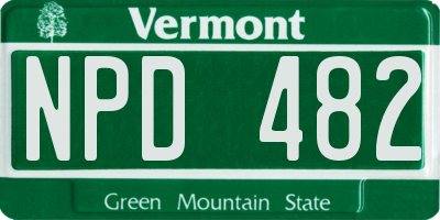 VT license plate NPD482