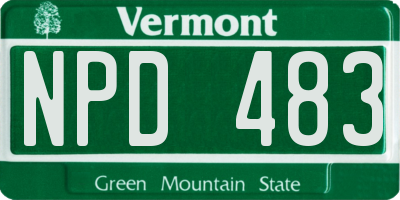VT license plate NPD483