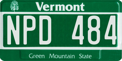 VT license plate NPD484