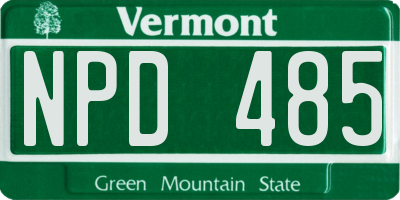 VT license plate NPD485