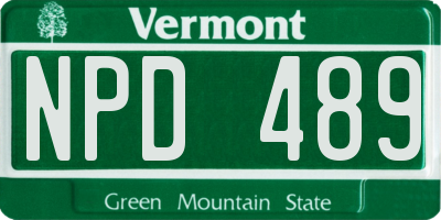 VT license plate NPD489