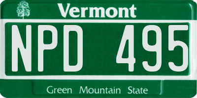 VT license plate NPD495