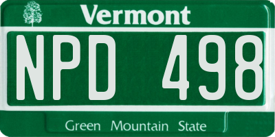 VT license plate NPD498