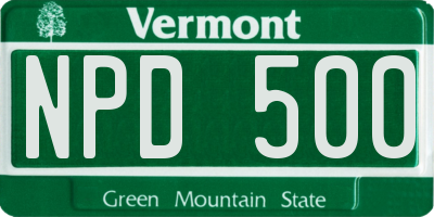 VT license plate NPD500