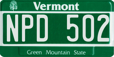 VT license plate NPD502