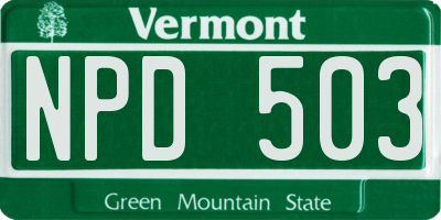 VT license plate NPD503