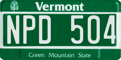 VT license plate NPD504