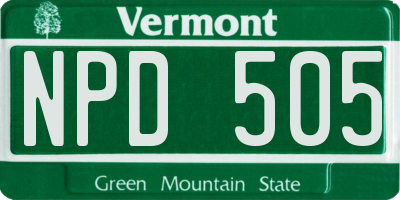 VT license plate NPD505