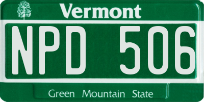 VT license plate NPD506