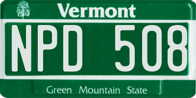 VT license plate NPD508