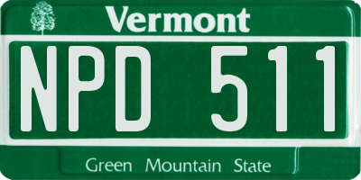 VT license plate NPD511