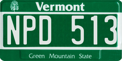 VT license plate NPD513