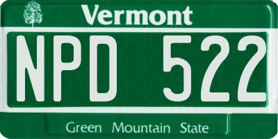 VT license plate NPD522