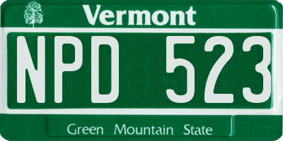 VT license plate NPD523