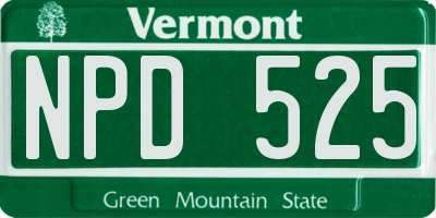 VT license plate NPD525