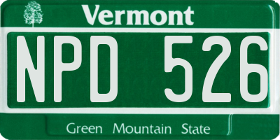 VT license plate NPD526