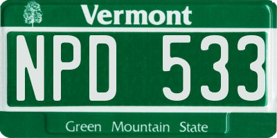 VT license plate NPD533