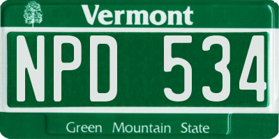 VT license plate NPD534