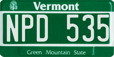VT license plate NPD535