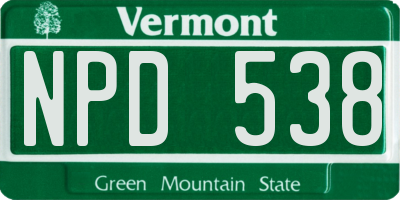 VT license plate NPD538