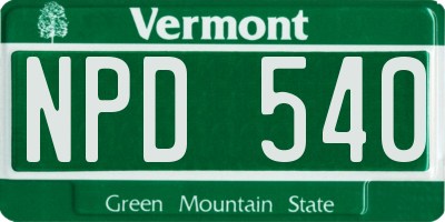 VT license plate NPD540