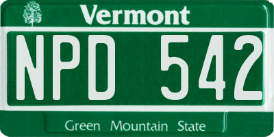 VT license plate NPD542