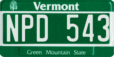VT license plate NPD543