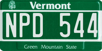 VT license plate NPD544